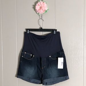 Dark denim maternity jean shorts
